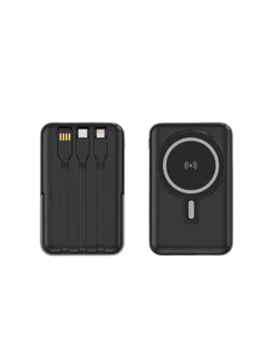 Mini Magnetic 10000mAh Power Bank with Built-in Cables | Fast PD 20W Portable Charger