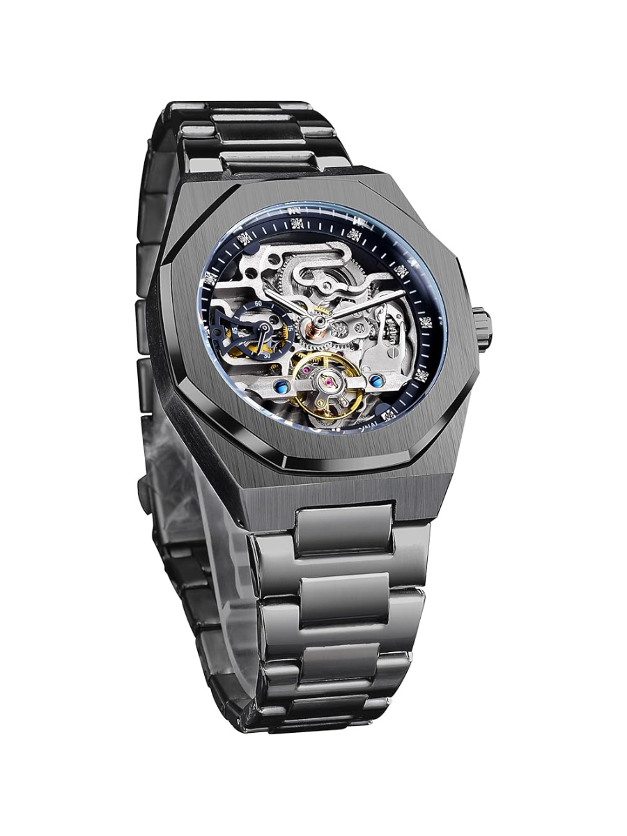 FORSINING Men's Automatic Mechanical Watch – Luminous Dial, Triple Sub-Dials, Stainless Steel Band