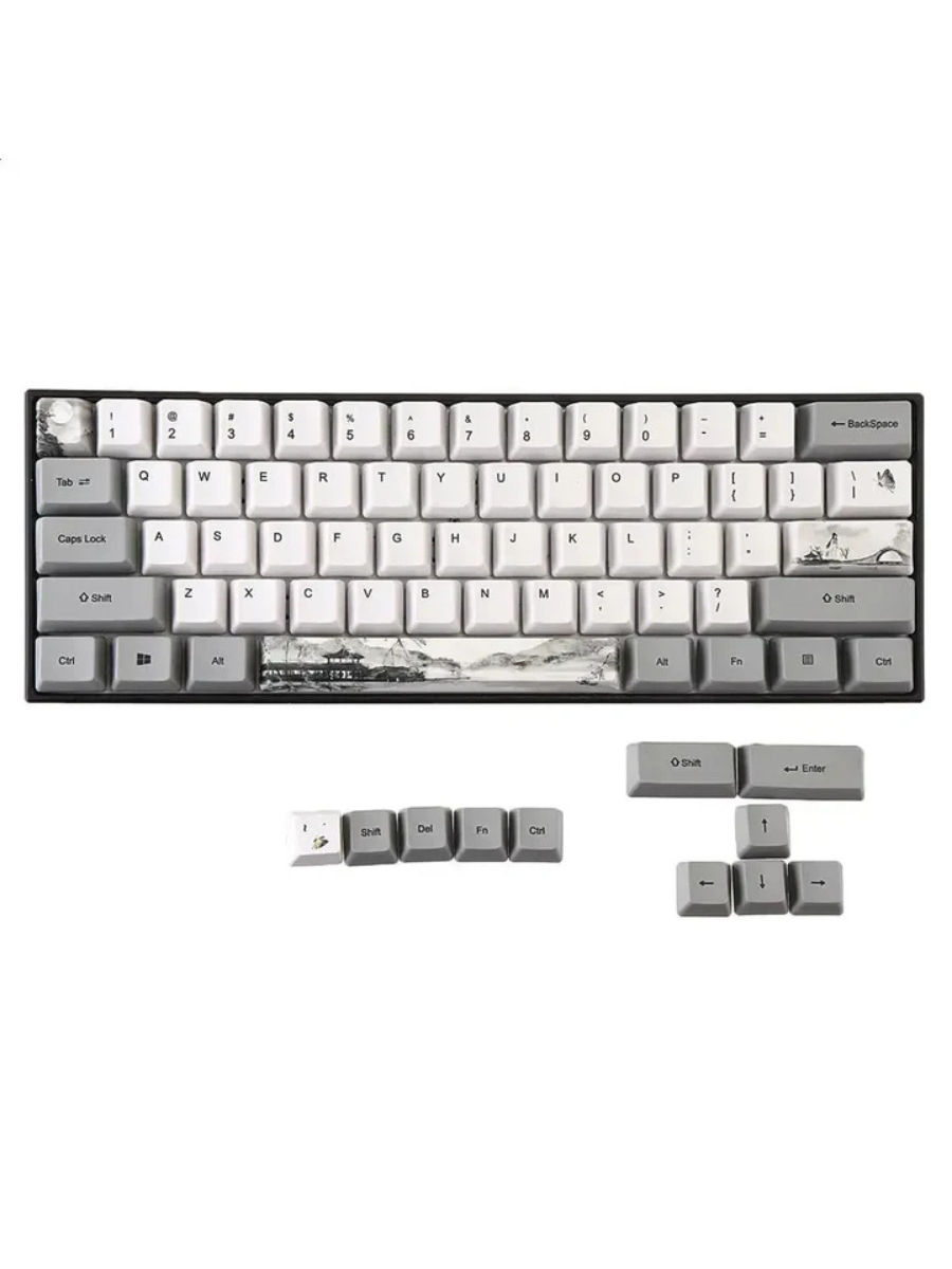 Chinese Ink Brush Art 72-Key PBT Sublimation Keycap Set – OEM Profile