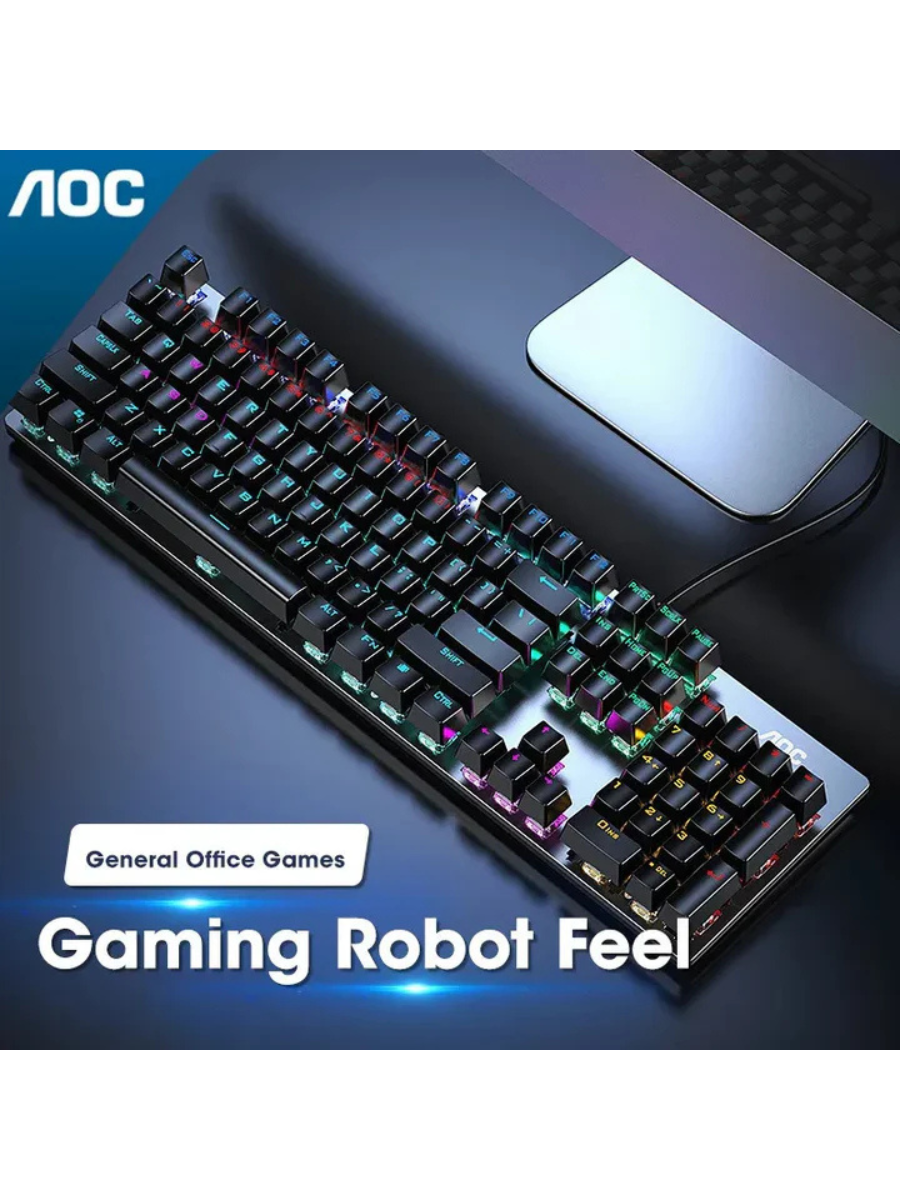 Ultra Slim 104-Key Metal-Panel RGB Mechanical Gaming Keyboard