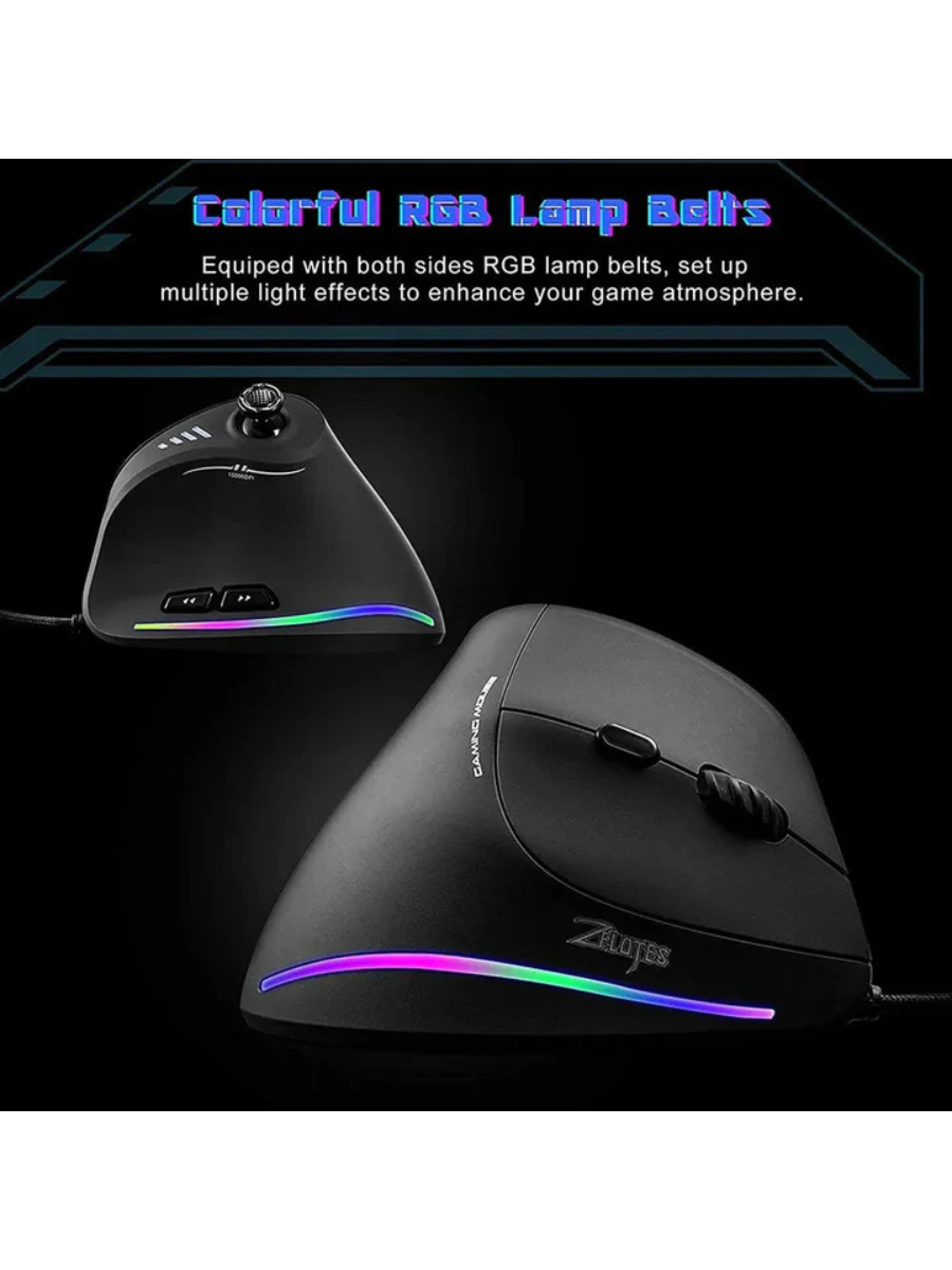 Seenda Ergo Pro Wired Vertical Gaming Mouse – RGB Illumination, Ergonomic Grip, Up to 10K DPI