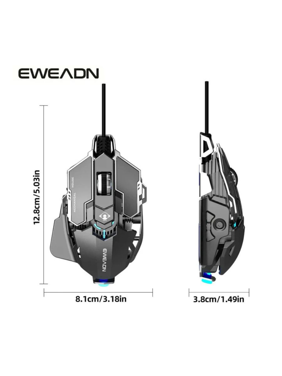EWEADN MK500 Wired Gaming Mouse – RGB, High DPI, Full-Macro Support