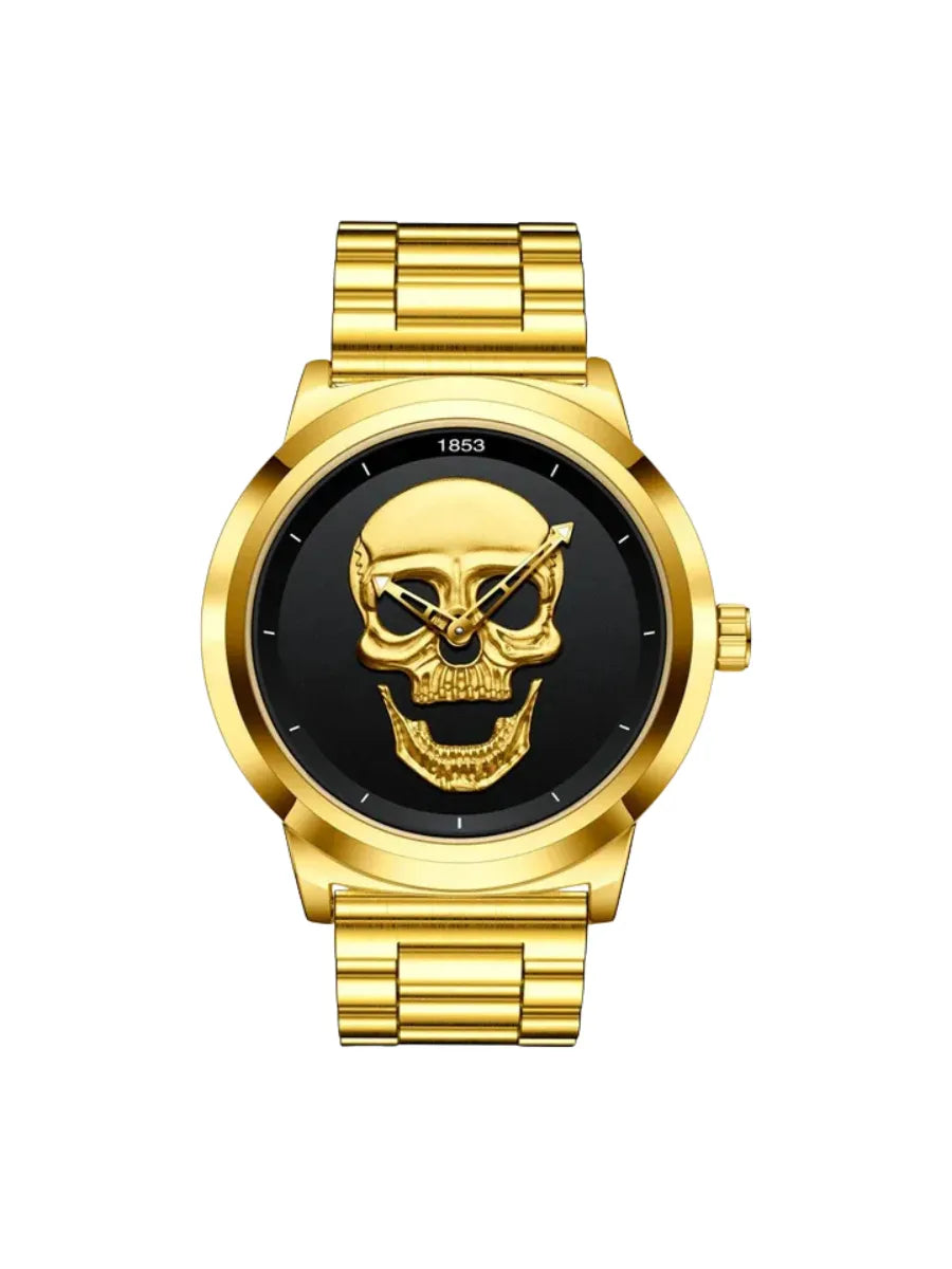 LIGE Skeleton Men's Watch – Top Brand Luxury 3D Skull Design, Full Steel, Waterproof Casual Timepiece