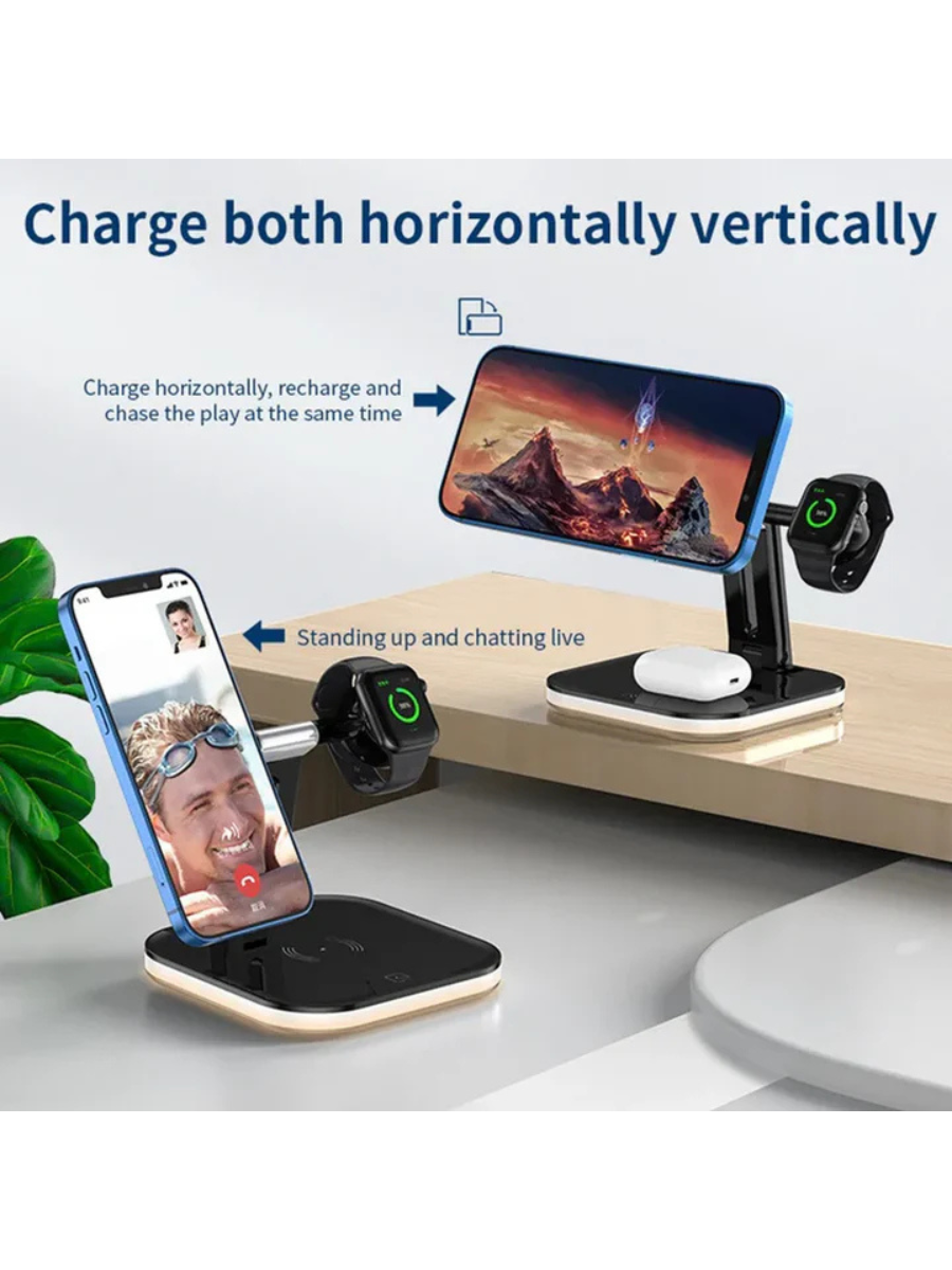 15W 3-in-1 Magnetic Wireless Charging Stand