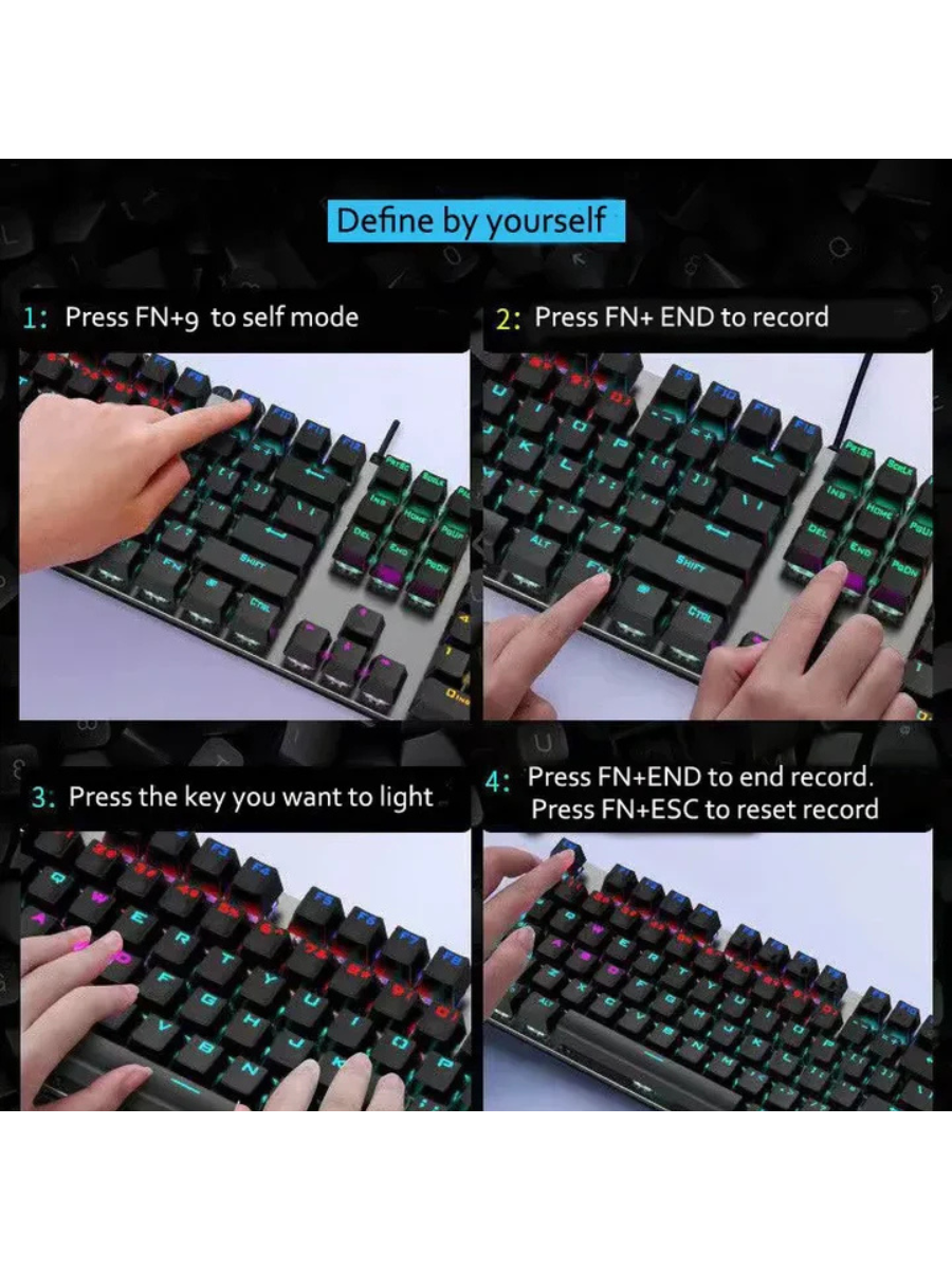 Ultra Slim 104-Key Metal-Panel RGB Mechanical Gaming Keyboard