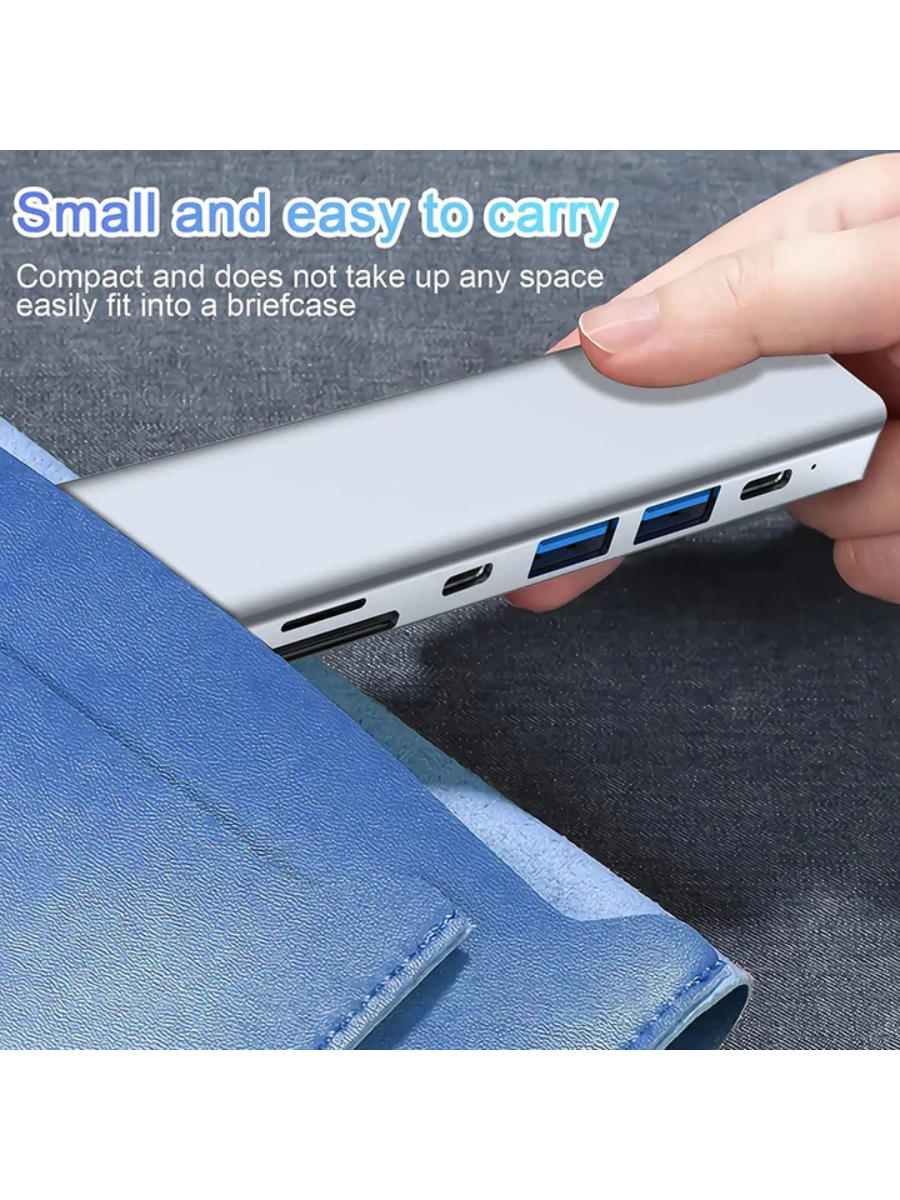 USB-C Hub 7-in-1 Multiport Adapter with 4K HDMI & Dual USB-A & SD/TF & PD Charging