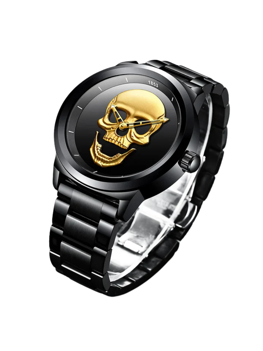 LIGE Skeleton Men's Watch – Top Brand Luxury 3D Skull Design, Full Steel, Waterproof Casual Timepiece