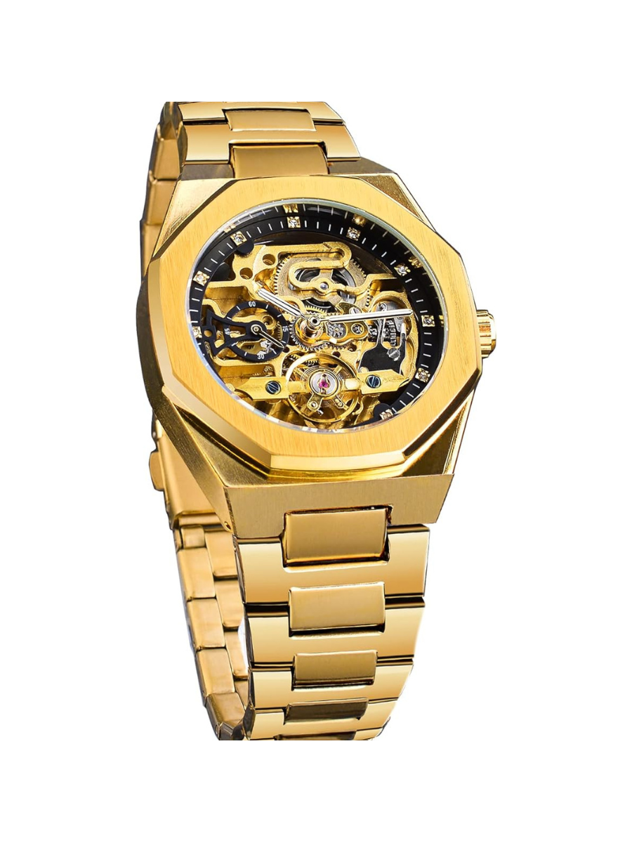 FORSINING Men's Automatic Mechanical Watch – Luminous Dial, Triple Sub-Dials, Stainless Steel Band