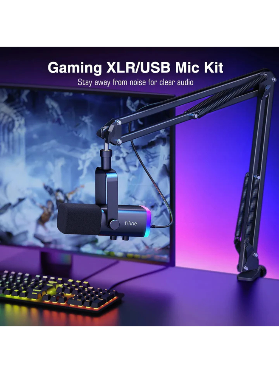 FIFINE XLR/USB Gaming Microphone Kit (Streaming & Podcast Bundle)