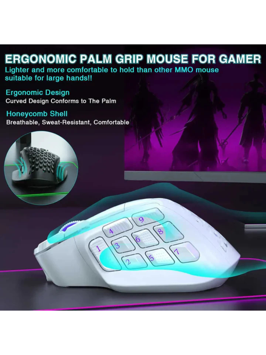 SOLAKAKA SM809 Pro RGB Wireless MMO Gaming Mouse