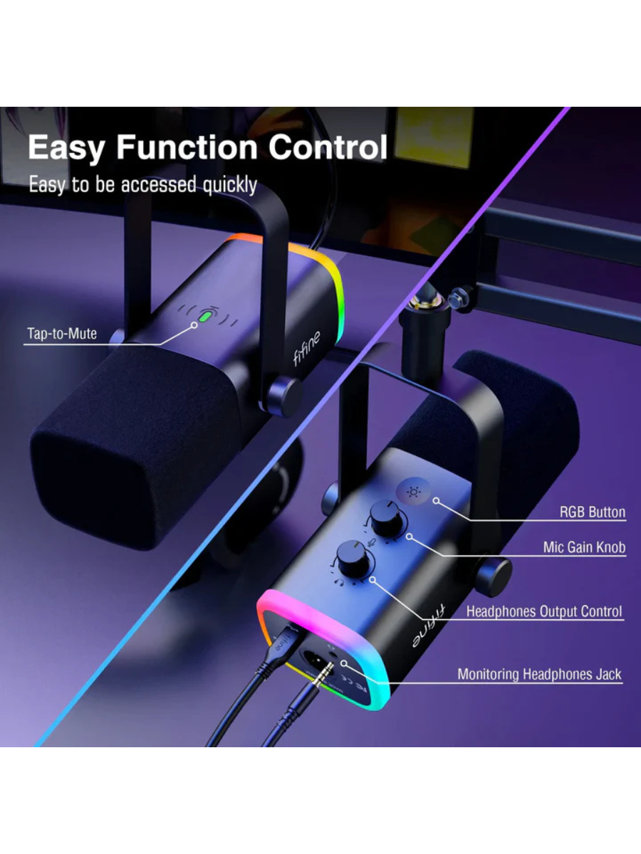 FIFINE XLR/USB Gaming Microphone Kit (Streaming & Podcast Bundle)