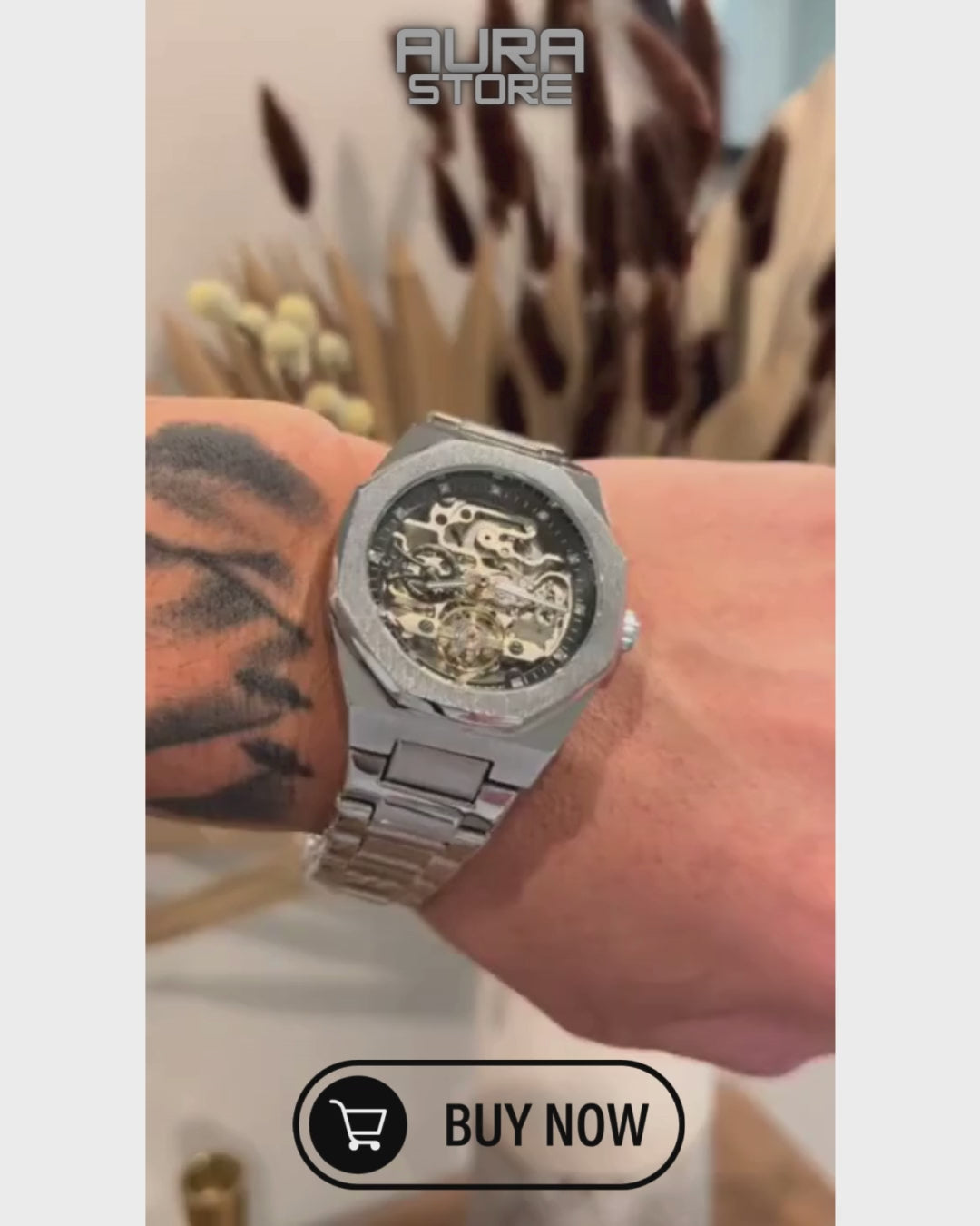 FORSINING Men's Automatic Mechanical Watch – Luminous Dial, Triple Sub-Dials, Stainless Steel Band